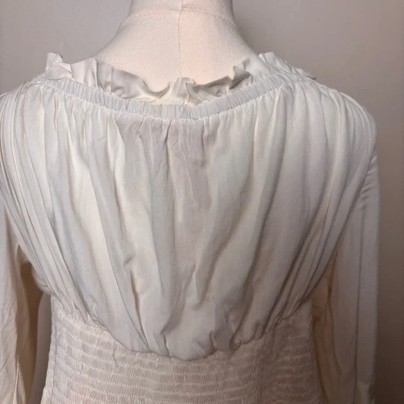 Belle Pogue White Smocked Waist Peasant Blouse Bell Sleeve Festival Top Sz 2XL - Picture 7 of 13